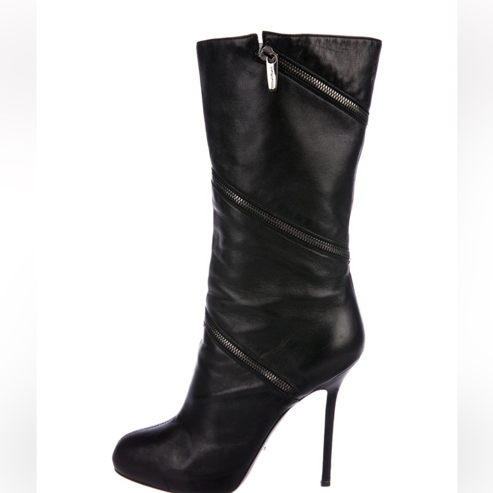 Sergio Rossi leather zip accent Boots size 9.5